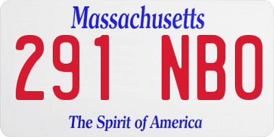 MA license plate 291NB0