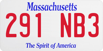 MA license plate 291NB3