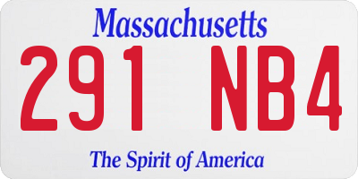 MA license plate 291NB4