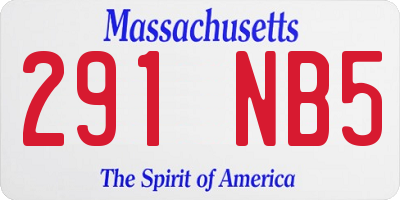 MA license plate 291NB5