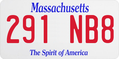 MA license plate 291NB8