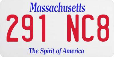 MA license plate 291NC8