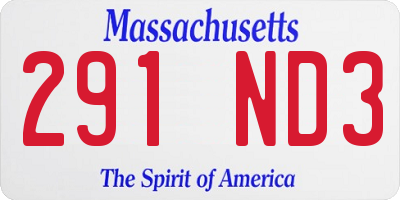 MA license plate 291ND3