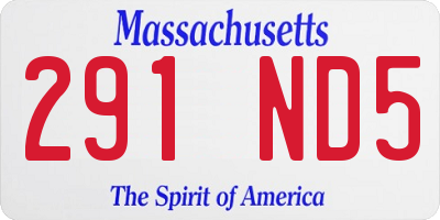 MA license plate 291ND5