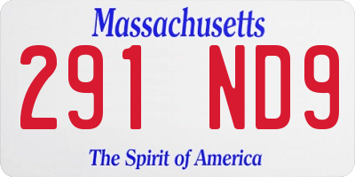 MA license plate 291ND9