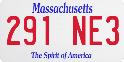 MA license plate 291NE3