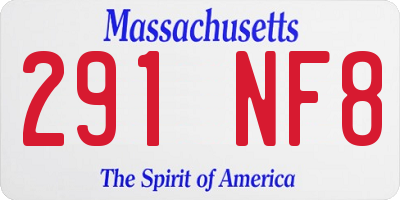 MA license plate 291NF8