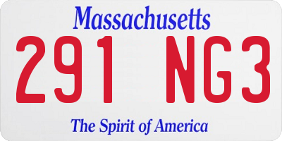 MA license plate 291NG3