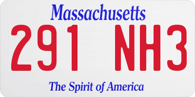 MA license plate 291NH3