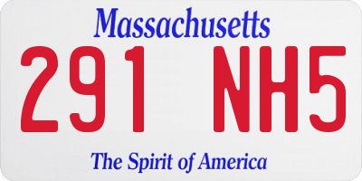 MA license plate 291NH5