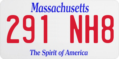 MA license plate 291NH8