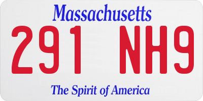 MA license plate 291NH9