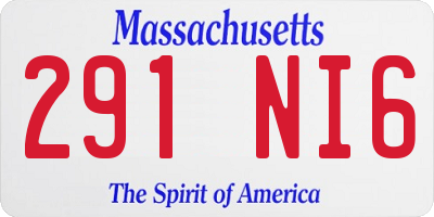 MA license plate 291NI6