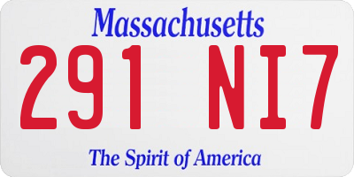 MA license plate 291NI7