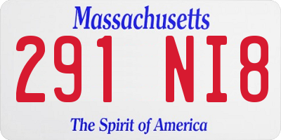 MA license plate 291NI8