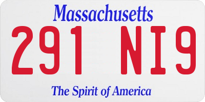 MA license plate 291NI9