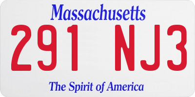 MA license plate 291NJ3
