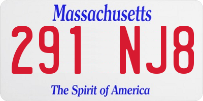 MA license plate 291NJ8