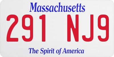 MA license plate 291NJ9