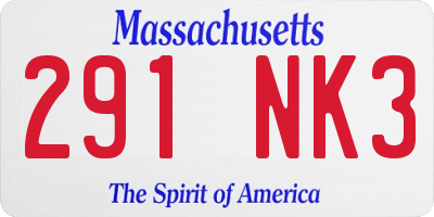 MA license plate 291NK3