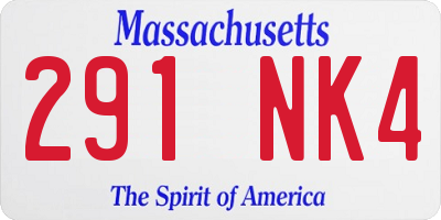 MA license plate 291NK4