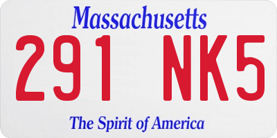 MA license plate 291NK5