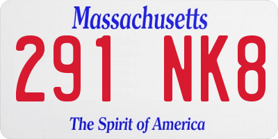 MA license plate 291NK8