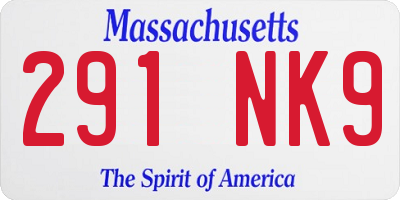 MA license plate 291NK9