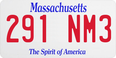MA license plate 291NM3