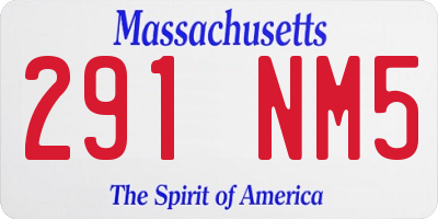 MA license plate 291NM5