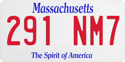 MA license plate 291NM7
