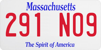 MA license plate 291NO9