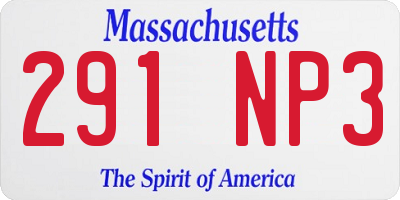 MA license plate 291NP3