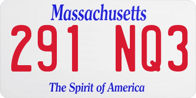 MA license plate 291NQ3