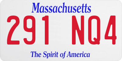 MA license plate 291NQ4