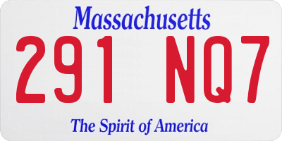 MA license plate 291NQ7