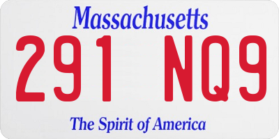 MA license plate 291NQ9
