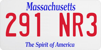 MA license plate 291NR3