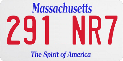 MA license plate 291NR7