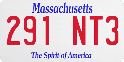 MA license plate 291NT3
