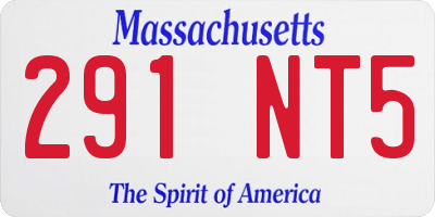MA license plate 291NT5