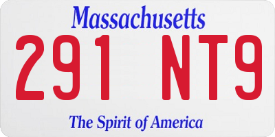 MA license plate 291NT9