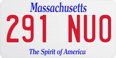 MA license plate 291NU0