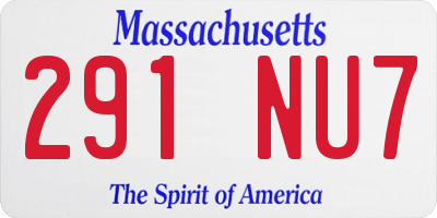 MA license plate 291NU7