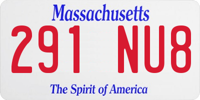 MA license plate 291NU8