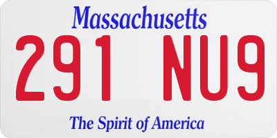 MA license plate 291NU9