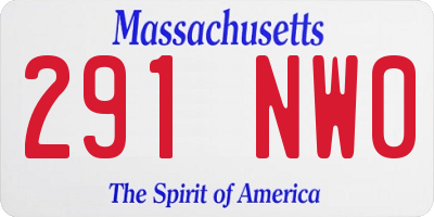 MA license plate 291NW0