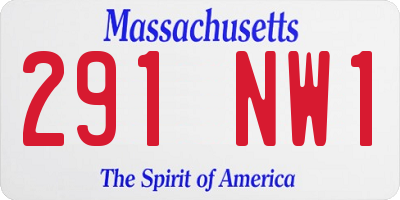 MA license plate 291NW1