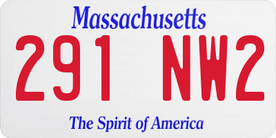 MA license plate 291NW2