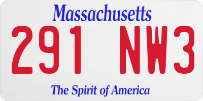 MA license plate 291NW3